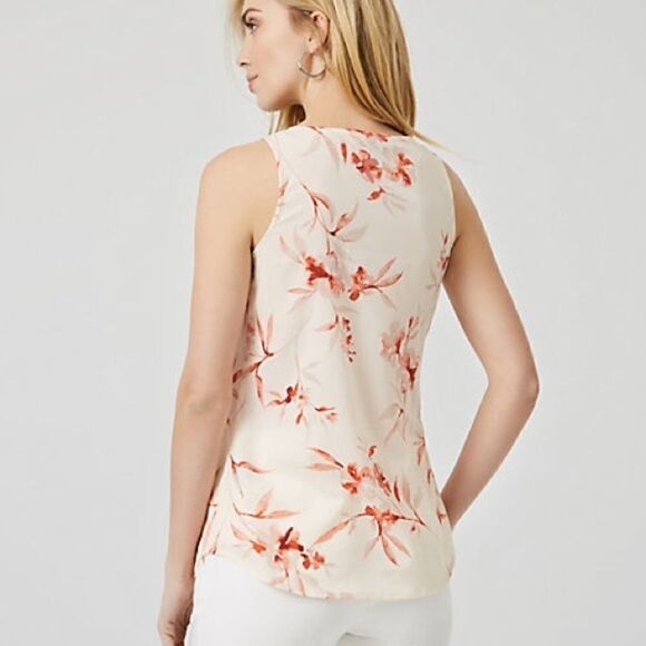 Le Chateau Floral Crêpe de Chine V-Neck Size Extra Small - Picture 11 of 12